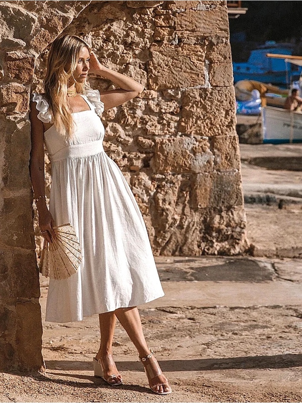 Spell & the Gypsy linen viscose Cream “Darling Frill” Dress M